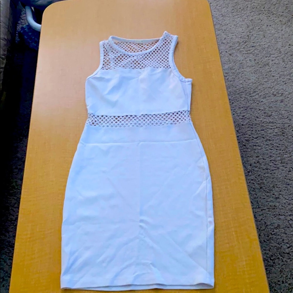 White mesh tight mini dress